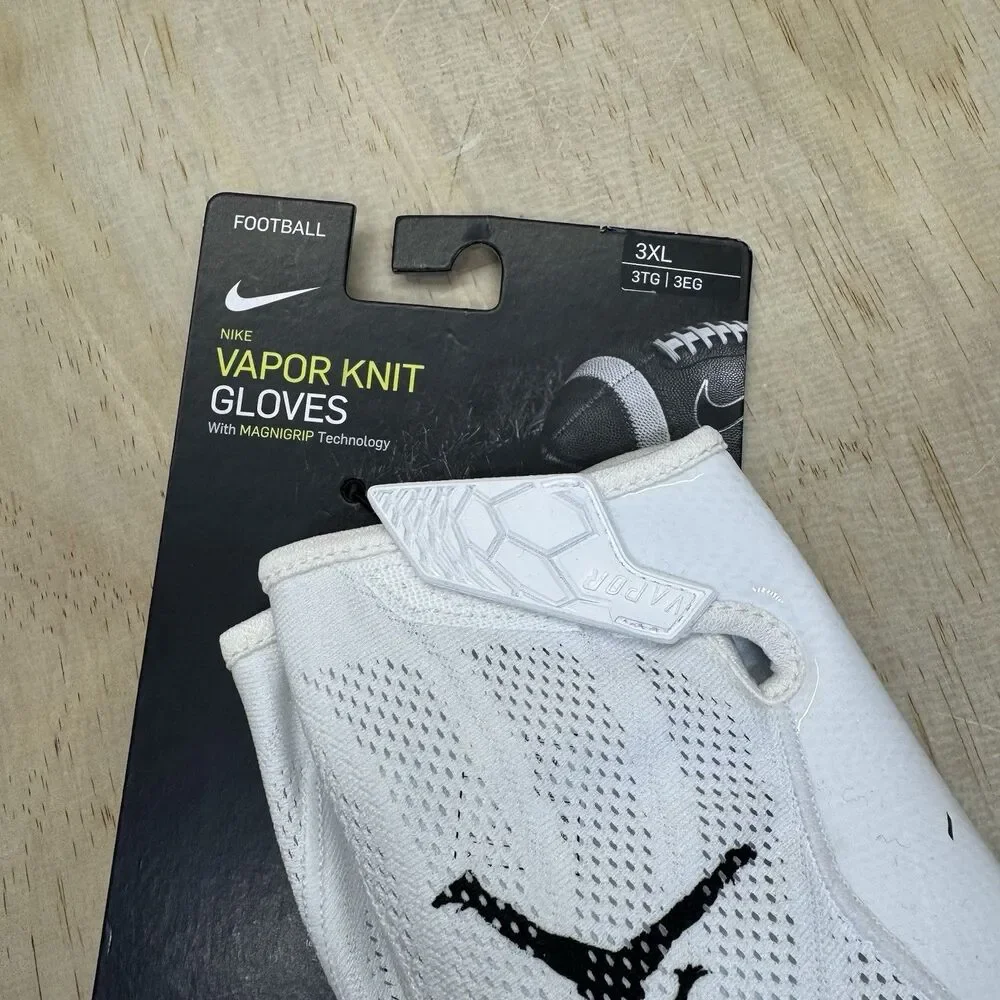 NEW Jordan Vapor Knit Football Gloves White NFL Logo Sz 3XL CK3017-102